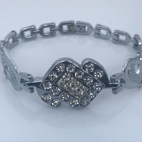 Women Bracelet Peacock Crystal Accent Fancy Silver - Picture 6 of 8